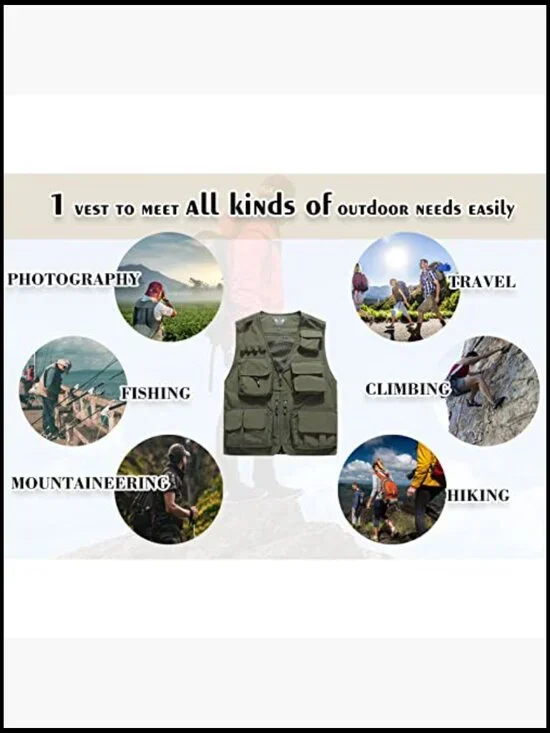 Lightweight Nylon Mesh Quick Dry Outdoor Fishing Photo Vest Multi Pockets - Picture 6 of 7